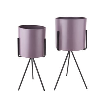 Set 2 ghivece pe piedestal din fier pt living, mov