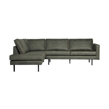 Colțar din piele artificială cu șezlong pe partea stângă bepurehome rodeo, verde gri