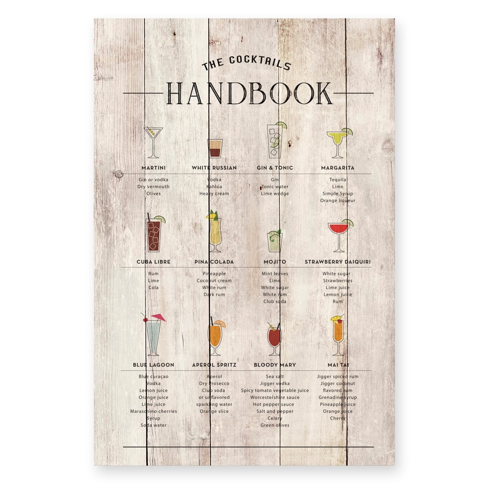 Tăbliță din lemn 40x60 cm Cocktails Handbook - Really Nice Things 