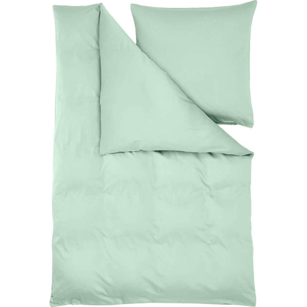 Lenjerie de pat verde din bumbac satinat 200×135 cm Comfort – Westwing Collection 200x135 imagine noua