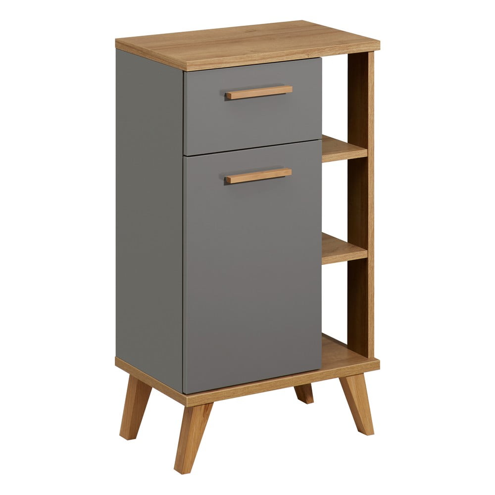 Dulap de baie gri/în culoare naturală jos cu aspect de lemn de stejar 50,5x89,5 cm Quickset 924 – Pelipal
