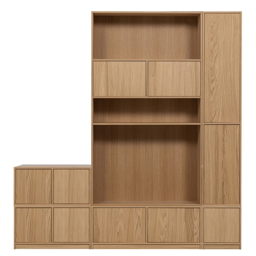 Bibliotecă modulară în culoare naturală cu aspect de lemn de stejar 227x243 cm Modulair – vtwonen