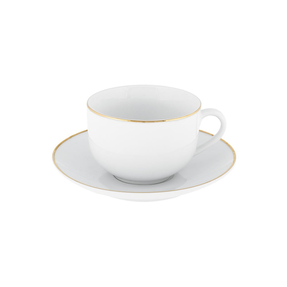 Set 4 cești cu farfurioare din porțelan villa altachiara gold chic, alb-auriu