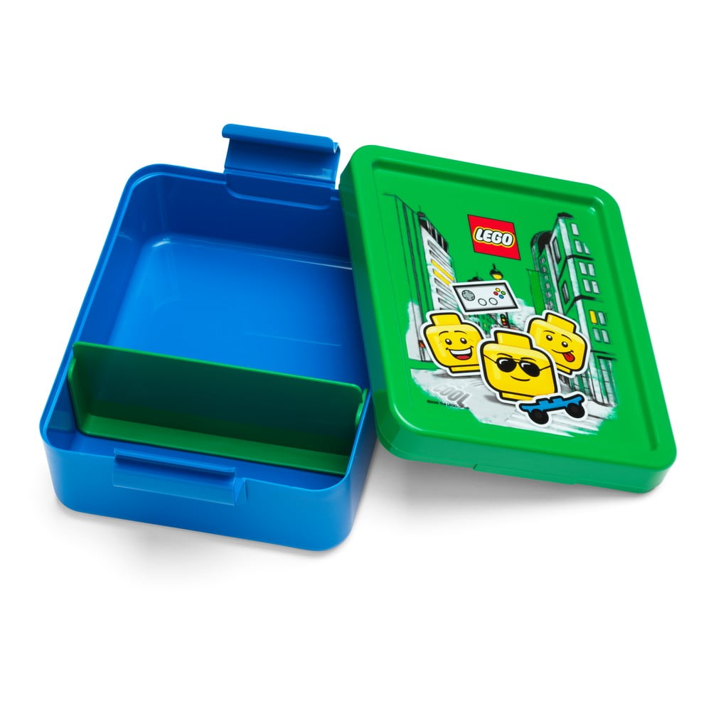 Cutie pentru gustare cu capac verde LEGO® Iconic, albastru bonami.ro