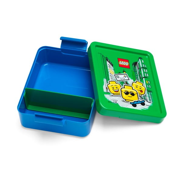 Cutie pentru gustare cu capac verde LEGO® Iconic, albastru