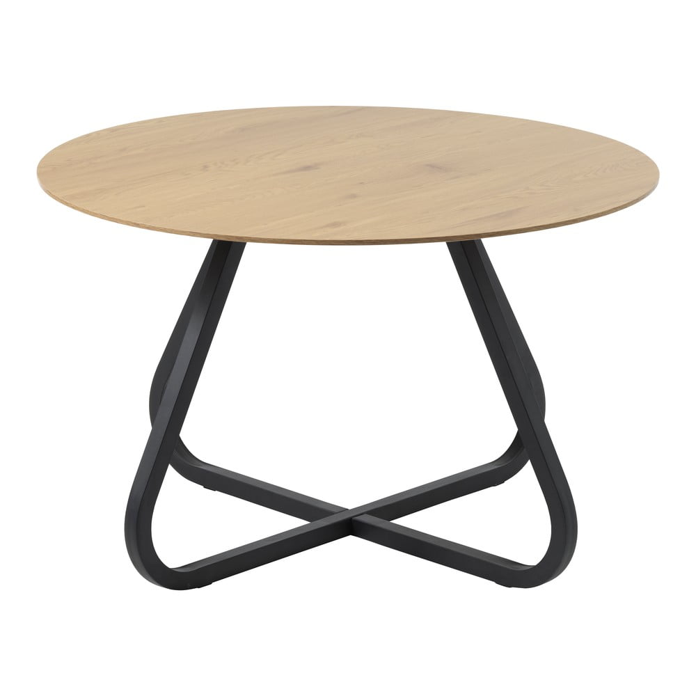 Masă de dining în culoare naturală rotundă cu blat cu aspect de lemn de stejar ø 120 cm Cesura – Unique Furniture