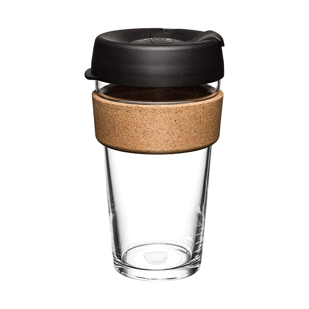 Cană de voiaj neagră/maro 454 ml Brew Cork Black L – KeepCup