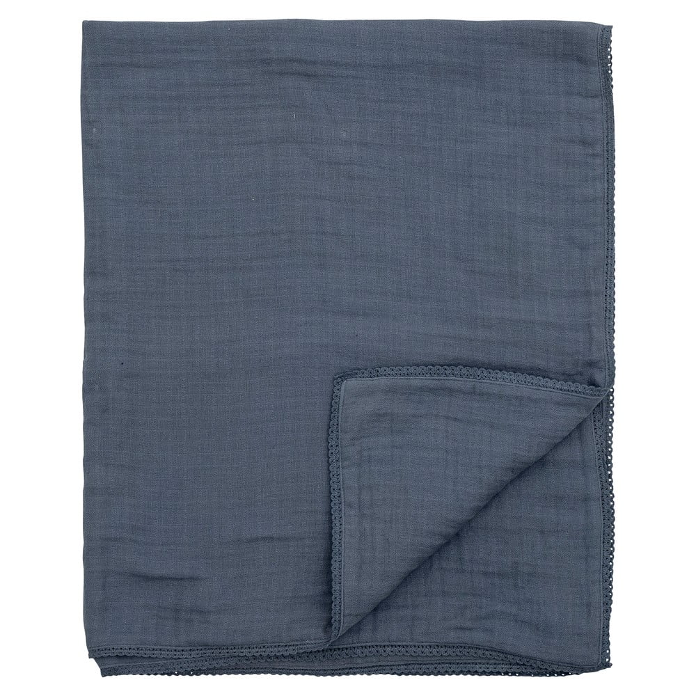 Pătură pentru copii albastră din bumbac 100×80 cm Muslin – Bloomingville Mini 100x80 imagine noua somnexpo.ro