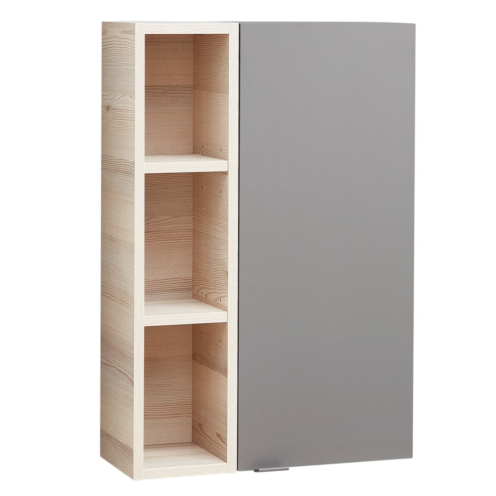 Dulap de baie gri/în culoare naturală suspendat cu aspect de lemn de pin 70x45 cm Quickset 394 – Pelipal