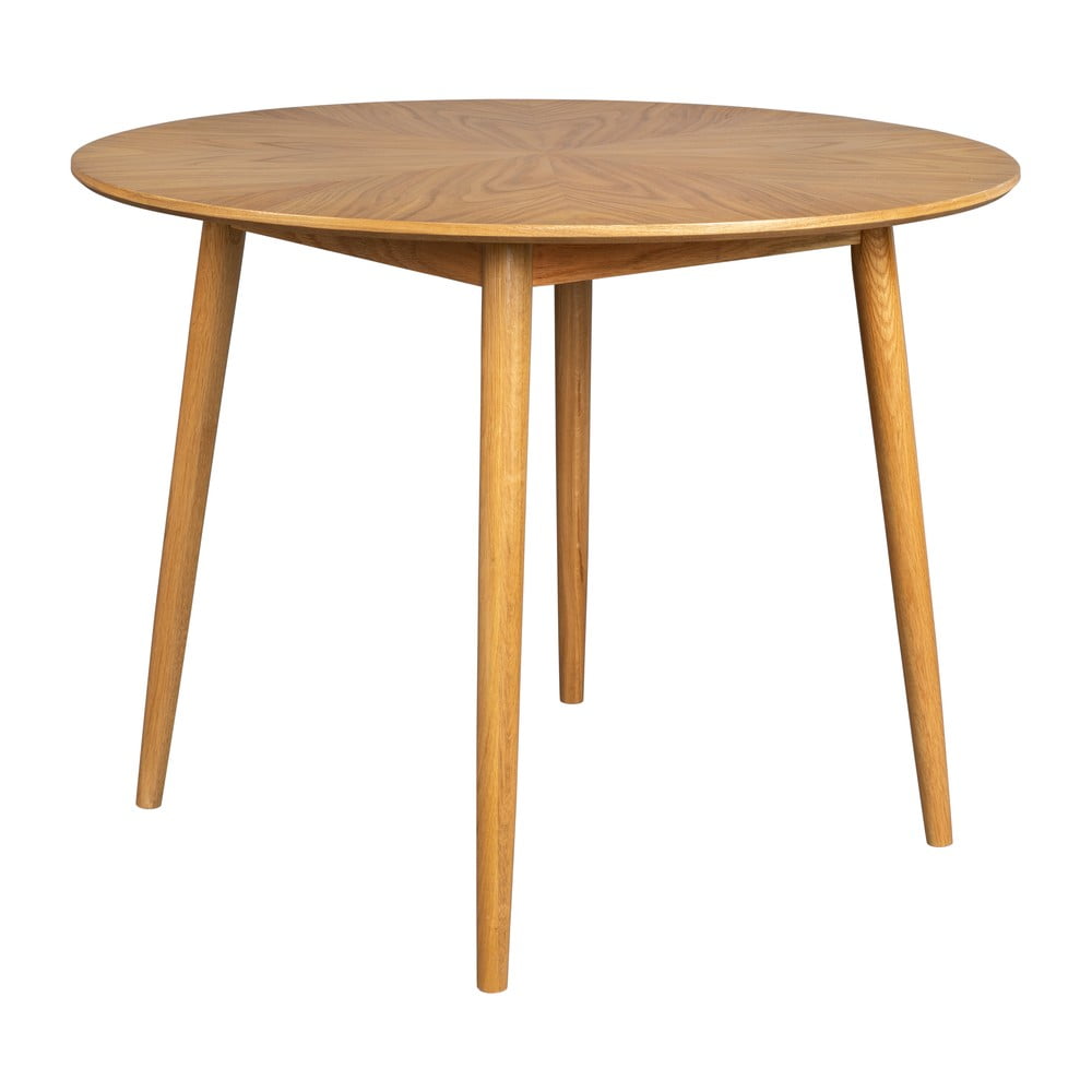 Masă de dining rotundă cu blat cu aspect de lemn de stejar ø 100 cm Fabio – White Label 100