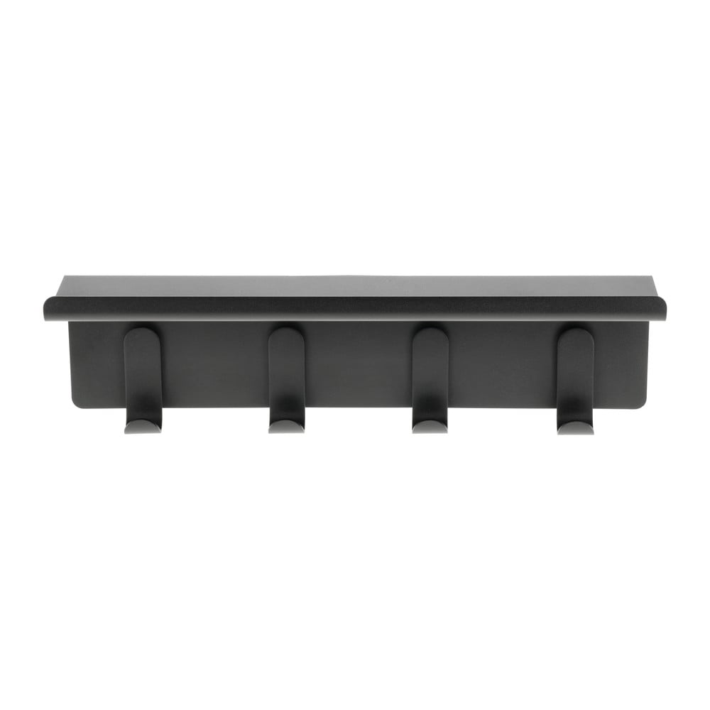 Cuier de perete negru cu raft din oțel 11,5 cm A-Hallway – Zone