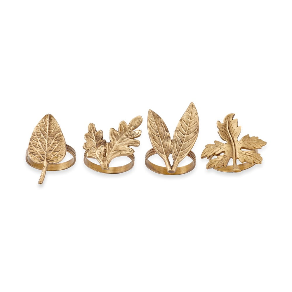 Set 4 inele pentru șervețele Nkuku Leaf Brass, auriu bonami.ro