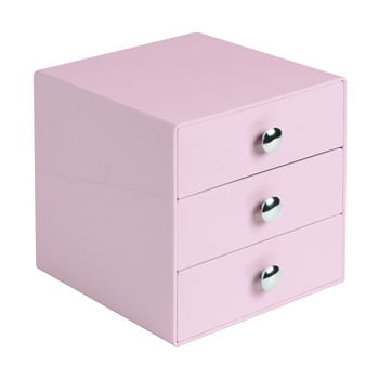 Organizator cu 3 sertare idesign, 16,5 x 16,5 cm, roz