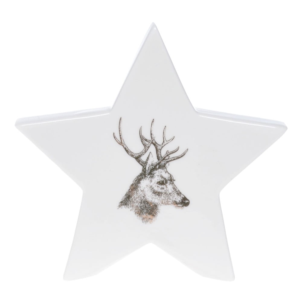 Stea decorativă din ceramică Ewax Deer, înălțime 12 cm, alb