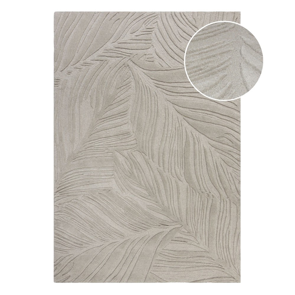 Covor gri deschis din lână 200x290 cm Lino Leaf – Flair Rugs