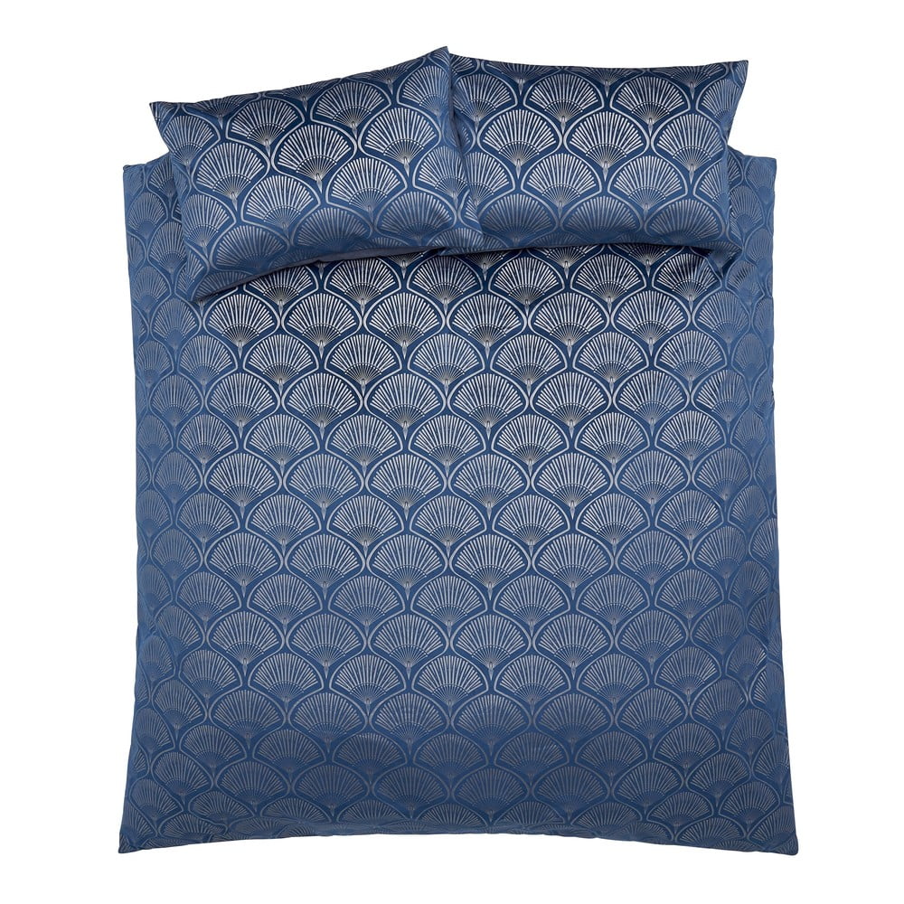 Lenjerie albastră pentru pat dublu 200×200 cm Art Deco Pearl – Catherine Lansfield 200x200 imagine noua somnexpo.ro