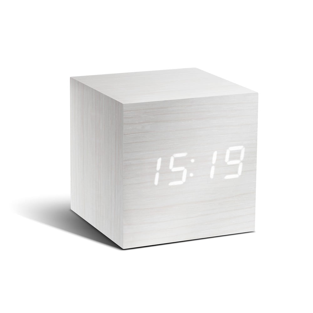 Ceas deșteptător cu LED Gingko Cube Click Clock, alb bonami.ro