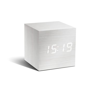 Ceas deșteptător cu LED Gingko Cube Click Clock, alb poza bonami.ro