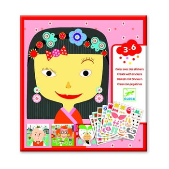 Set imagini cu autocolante djeco faces