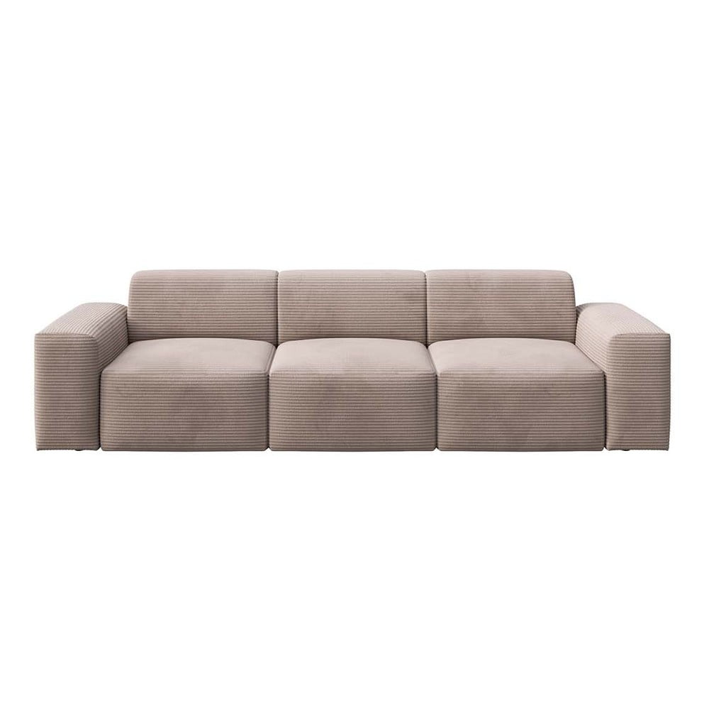 Canapea bej cu tapițerie din catifea reiată 285 cm Villet – Rodier
