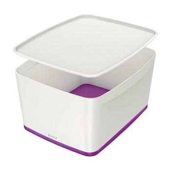 Cutie depozitare cu capac leitz office, volum 18 l, alb - violet