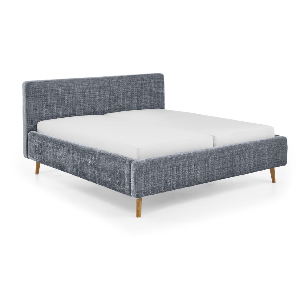 Pat matrimonial albastru tapițat cu somieră 180x200 cm primavera – meise möbel