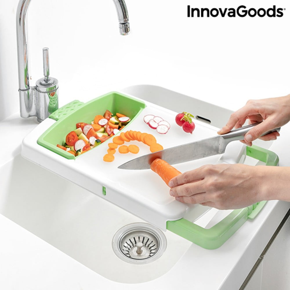 Tablă de tăiat reglabilă innovagoods 3in1, alb-verde