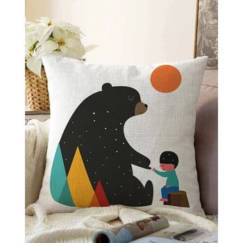 Față de pernă din amestec de bumbac minimalist cushion covers bear, 55 x 55 cm