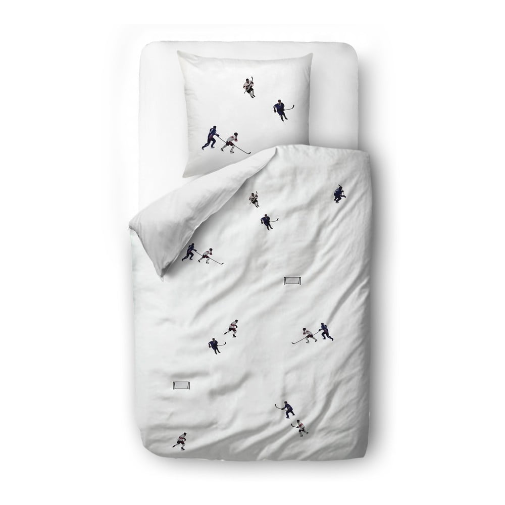 Lenjerie de pat albă din bumbac satinat pentru o persoană 135×200 cm Ice Hockey – Butter Kings 135x200 imagine noua