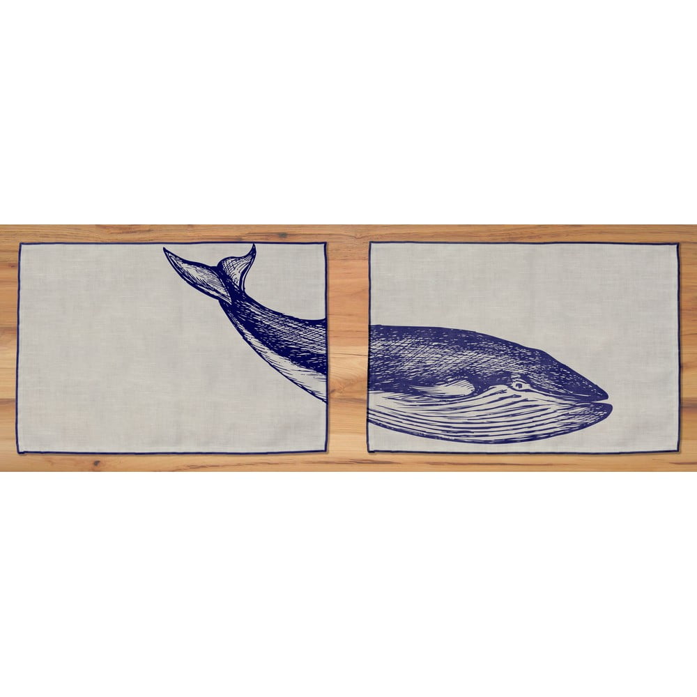 Set 2 suporturi textile pentru farfurii madre selva blue whale