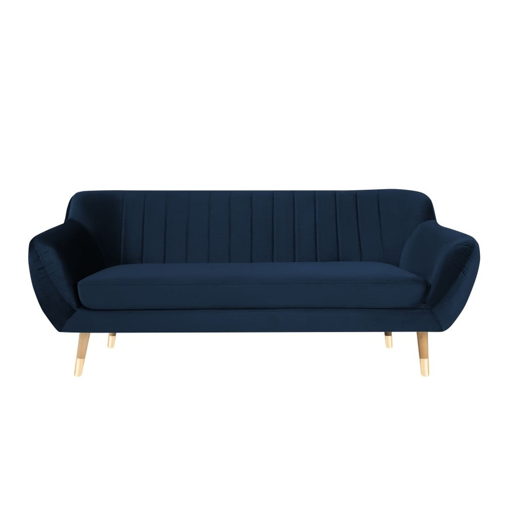 Canapea cu tapițerie din catifea Mazzini Sofas Benito, albastru închis, 188 cm 188 imagine noua somnexpo.ro