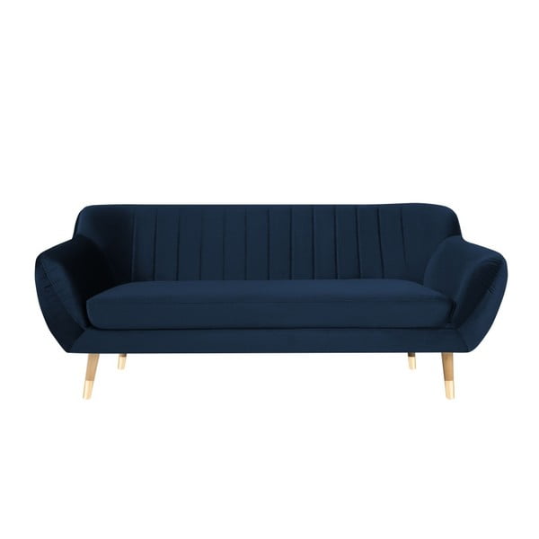 Canapea cu tapițerie din catifea Mazzini Sofas Benito, albastru închis, 188 cm