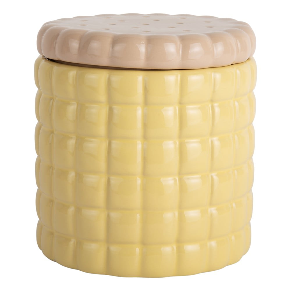 Cutie de depozitare galben-deschis din ceramică decorativă ø 14x15 cm Biscuit Box – PT LIVING