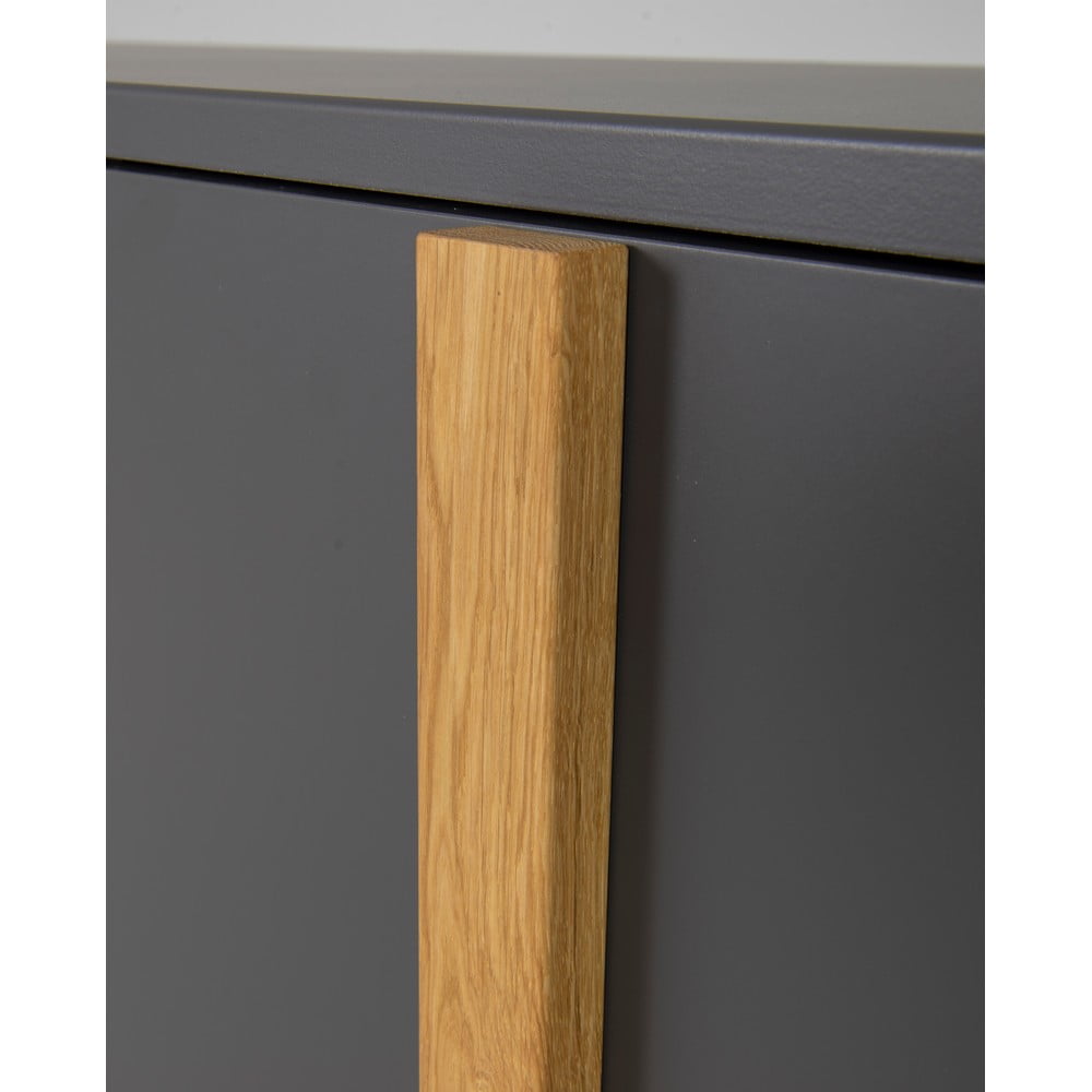 Comodă cu picioare de stejar Tenzo Birka, 216 x 78 cm, negru 216 imagine noua