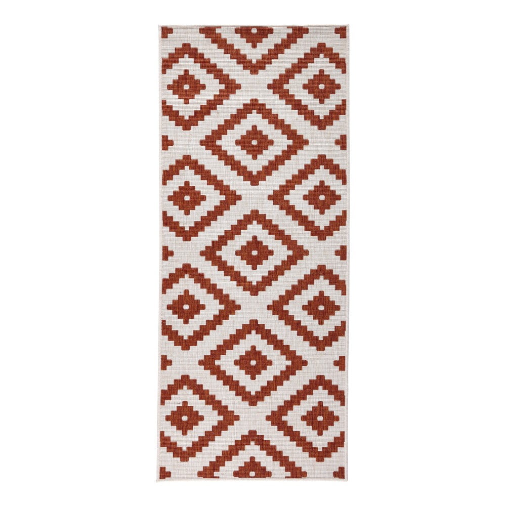 Covor reversibil adecvat pentru interior și exterior roșu-crem 80 x 345 cm Malta - NORTHRUGS