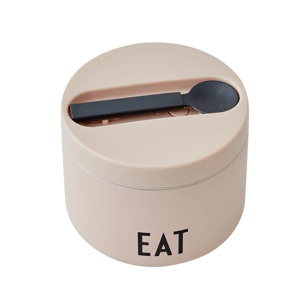  Cutie termos pentru gustare cu lingură Design Letters Eat, înălțime 9 cm, bej 