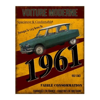 Placă metalică Antic Line Voiture 1961, 22 x 28 cm