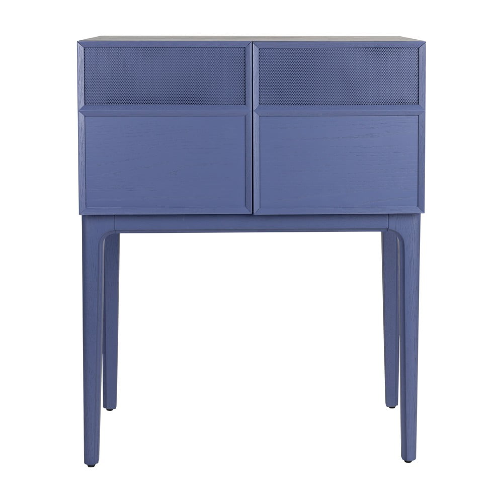 Comodă albastră cu aspect de lemn de stejar 80x100x45 cm June – Zuiver