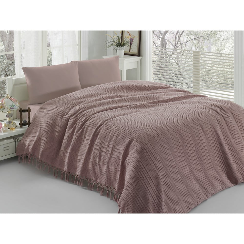Cuvertură subțire pentru pat Pique Dusty Rose, 220 x 240 cm, roz prăfuit 220 imagine noua somnexpo.ro