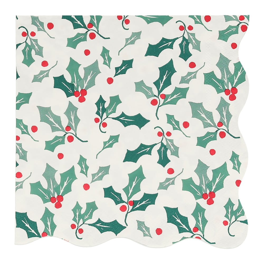 Șervețele 16 buc. din hârtie Holly Pattern – Meri Meri