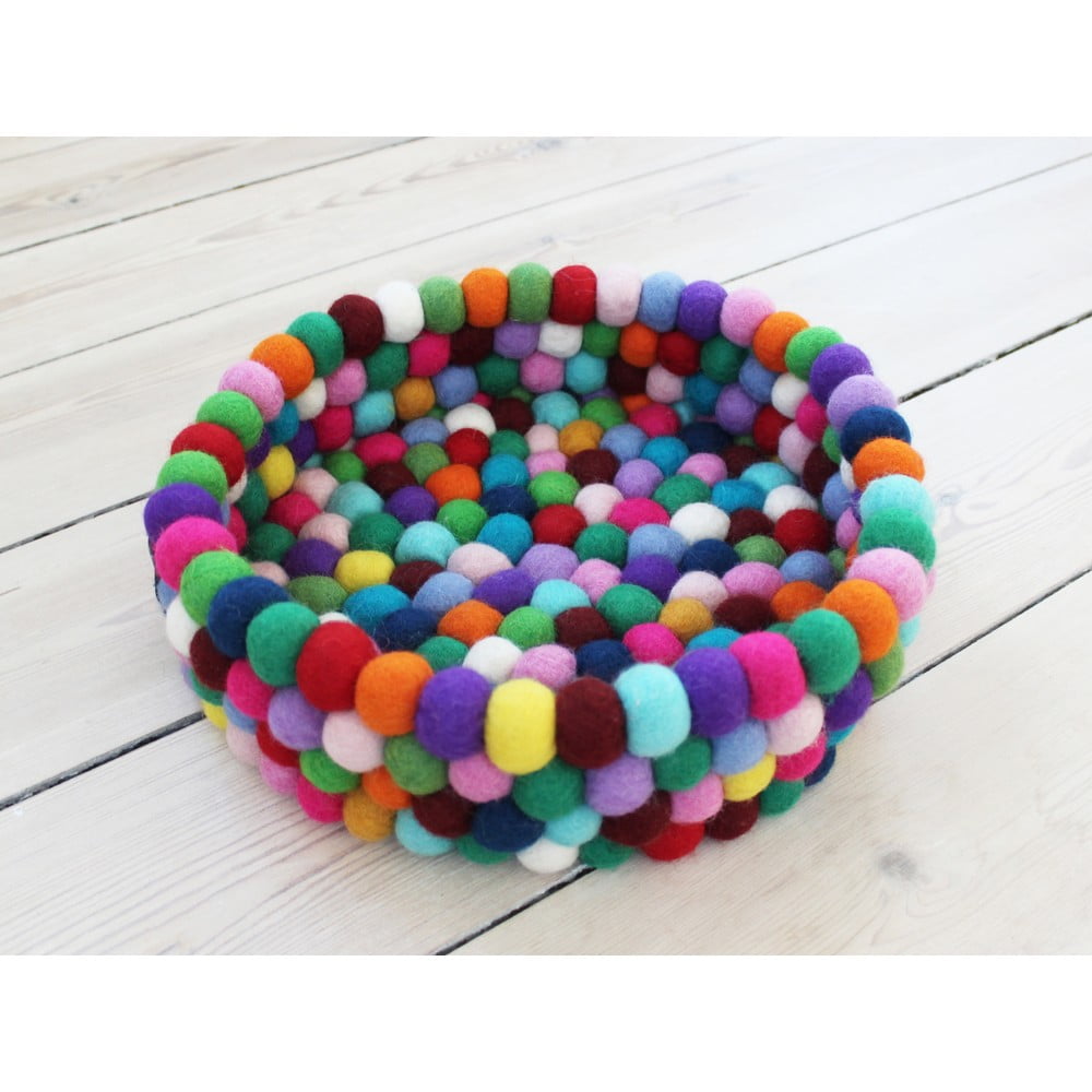 Coș depozitare cu bile din lână Wooldot Ball Basket Multi, ⌀ 28 cm