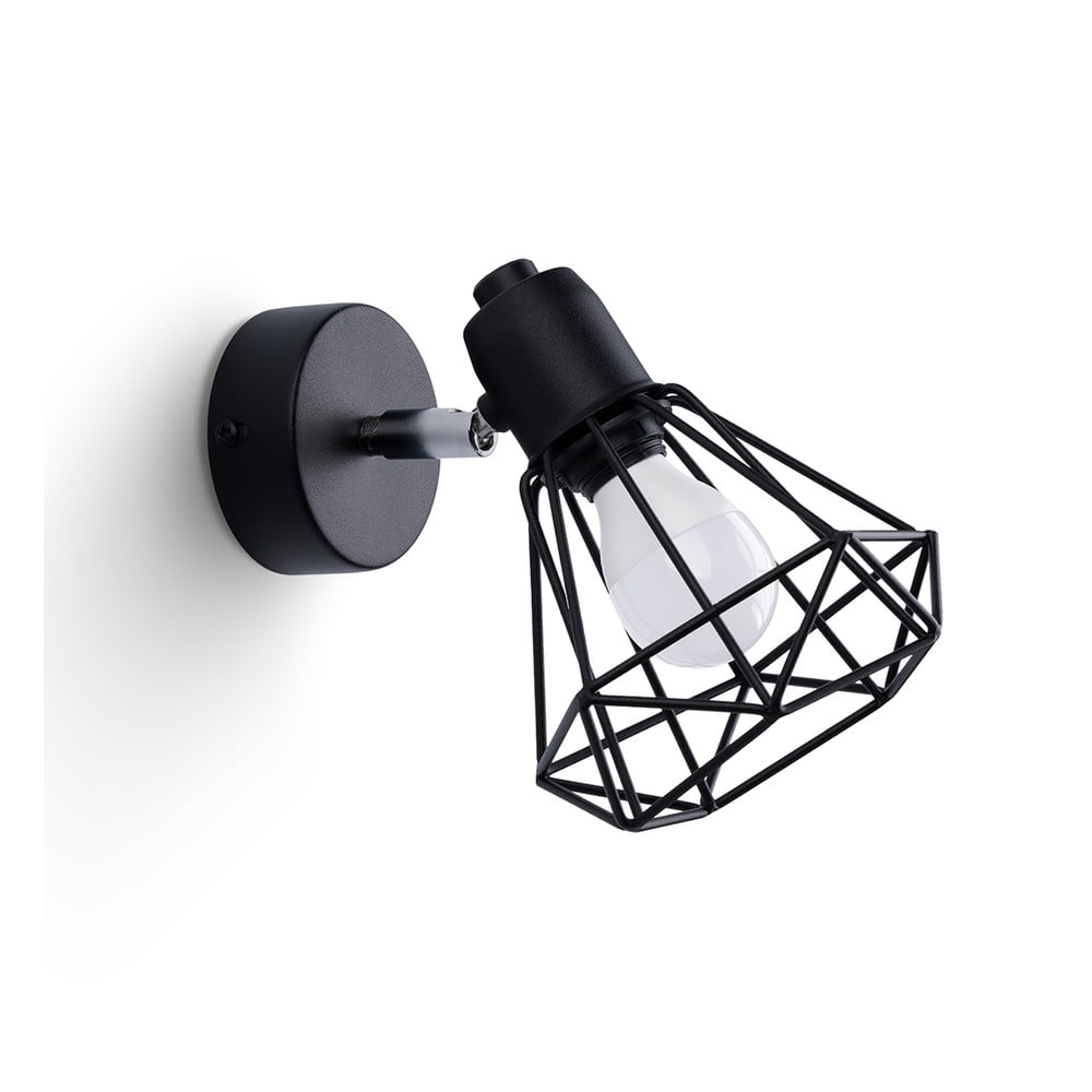  Aplică de perete neagră ø 10 cm Varpu – Nice Lamps 