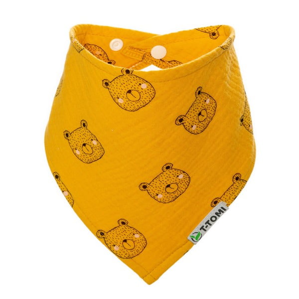 Bavețică din muselină T-TOMI Bears, galben