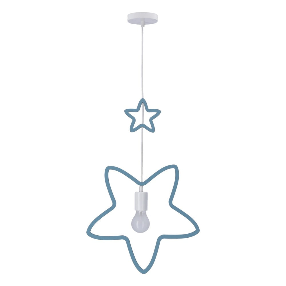 Lustră albă/albastru-deschis cu abajur textil Single – Candellux Lighting