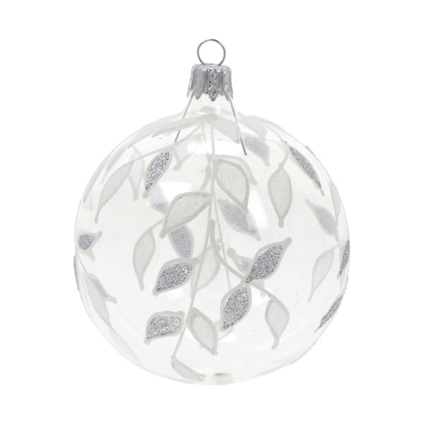 Set 3 globuri de Crăciun din sticlă Ego Dekor, alb-argintiu