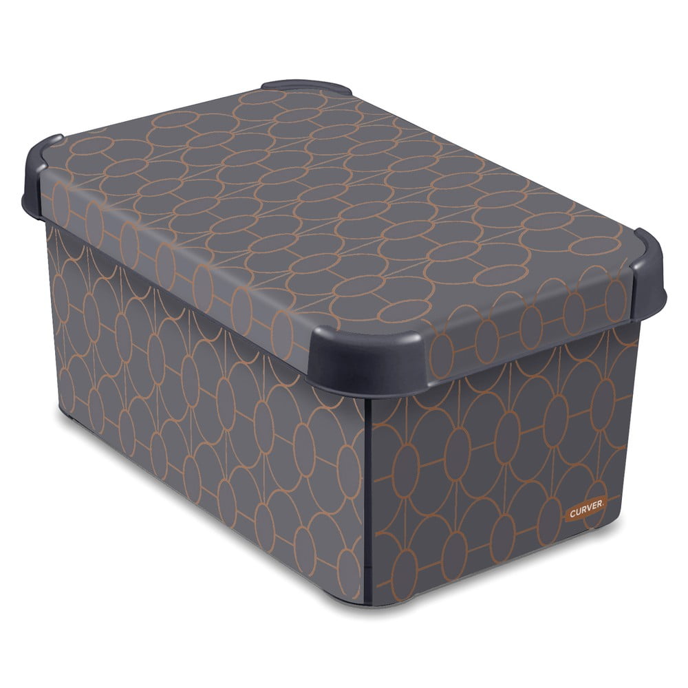 Cutie de depozitare gri închis cu capac curver art deco, 6 l