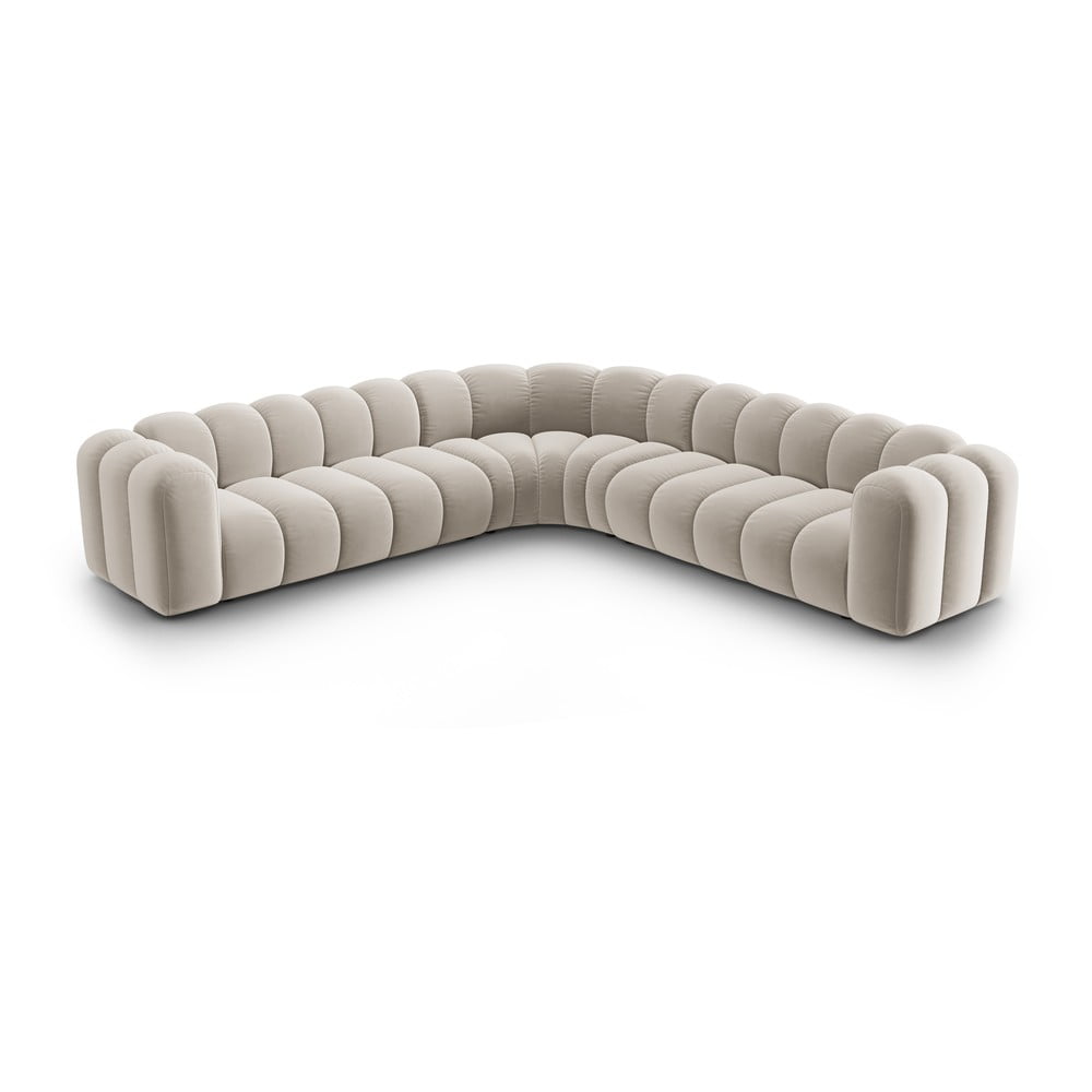 Colțar modular crem cu tapițerie din catifea Lupine – Micadoni