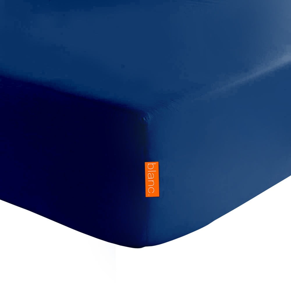 Cearșaf elastic din amestec de bumbac Happy Friday Basic, 90 x 200 cm, albastru închis bonami.ro imagine noua