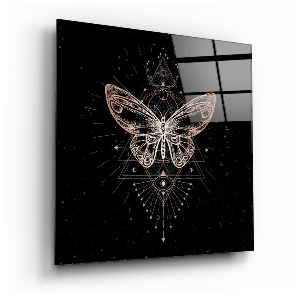 Tablou din sticlă Insigne Da Vinci Style Butterfly, 40 x 40 cm bonami.ro