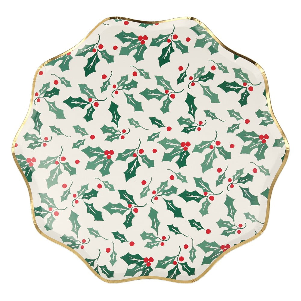 Tăvi de unică folosință 8 buc. din hârtie Holly Pattern – Meri Meri